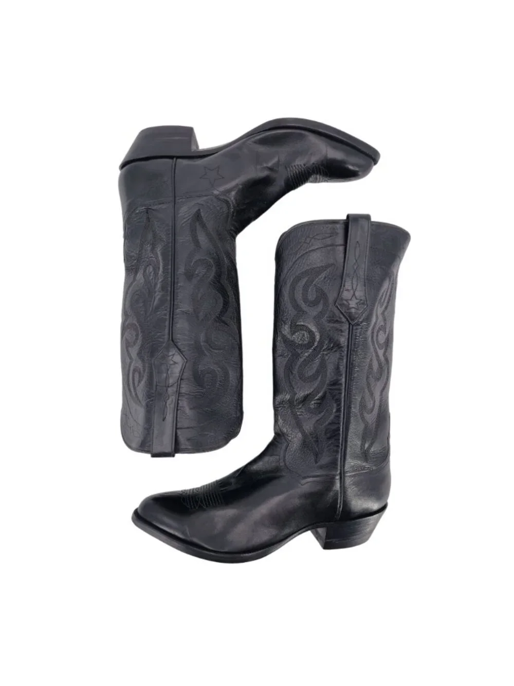J.B. Hill Mens Size 10EE Wide Black Leather Cowboy Western Boots Handmade Texas - Picture 8 of 16